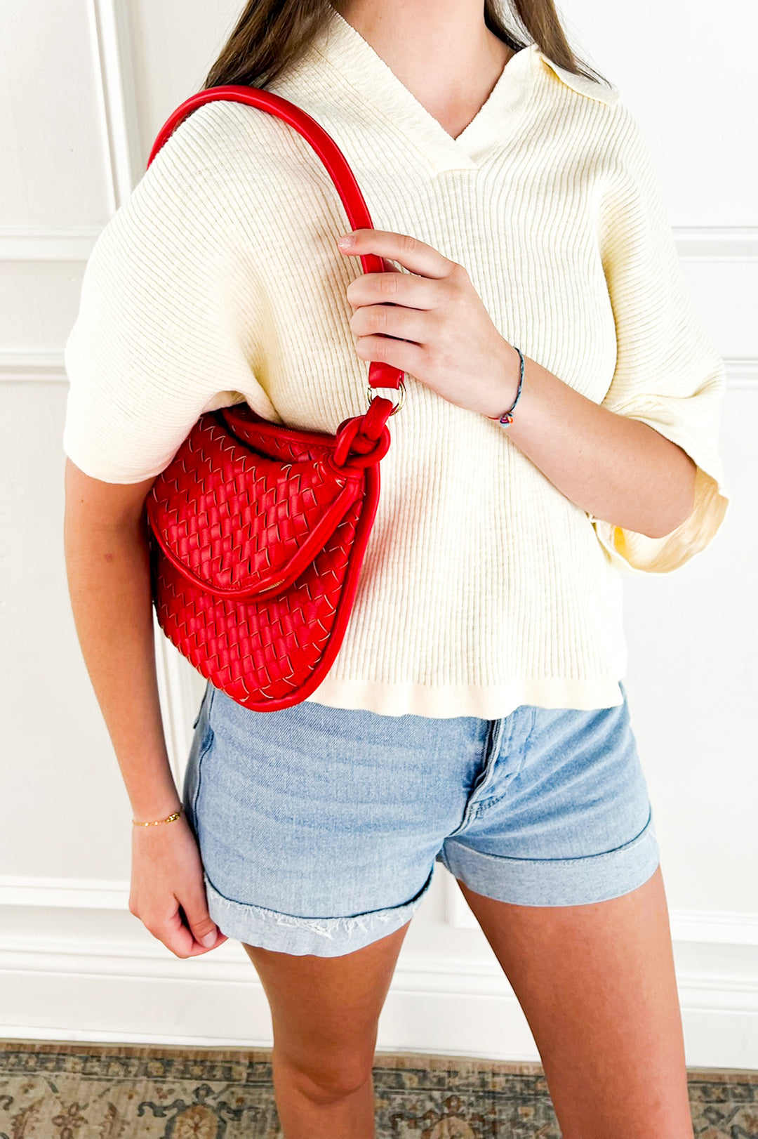 Red Woven Crossbody w/ Pouch
