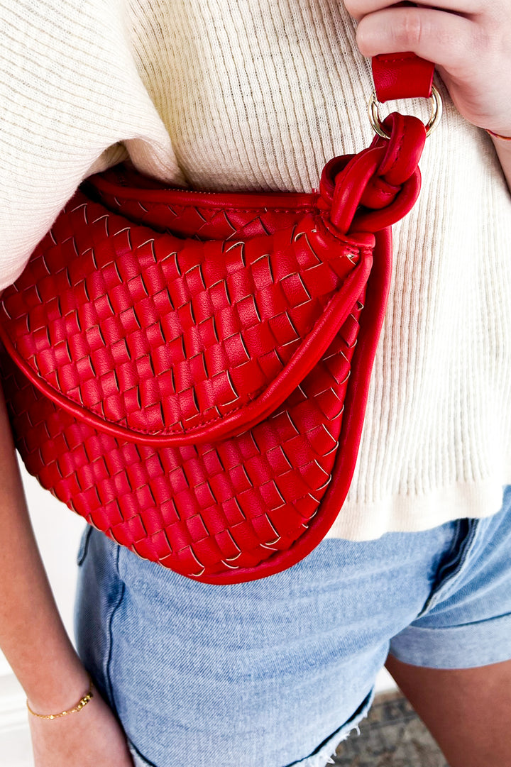 Red Woven Crossbody w/ Pouch