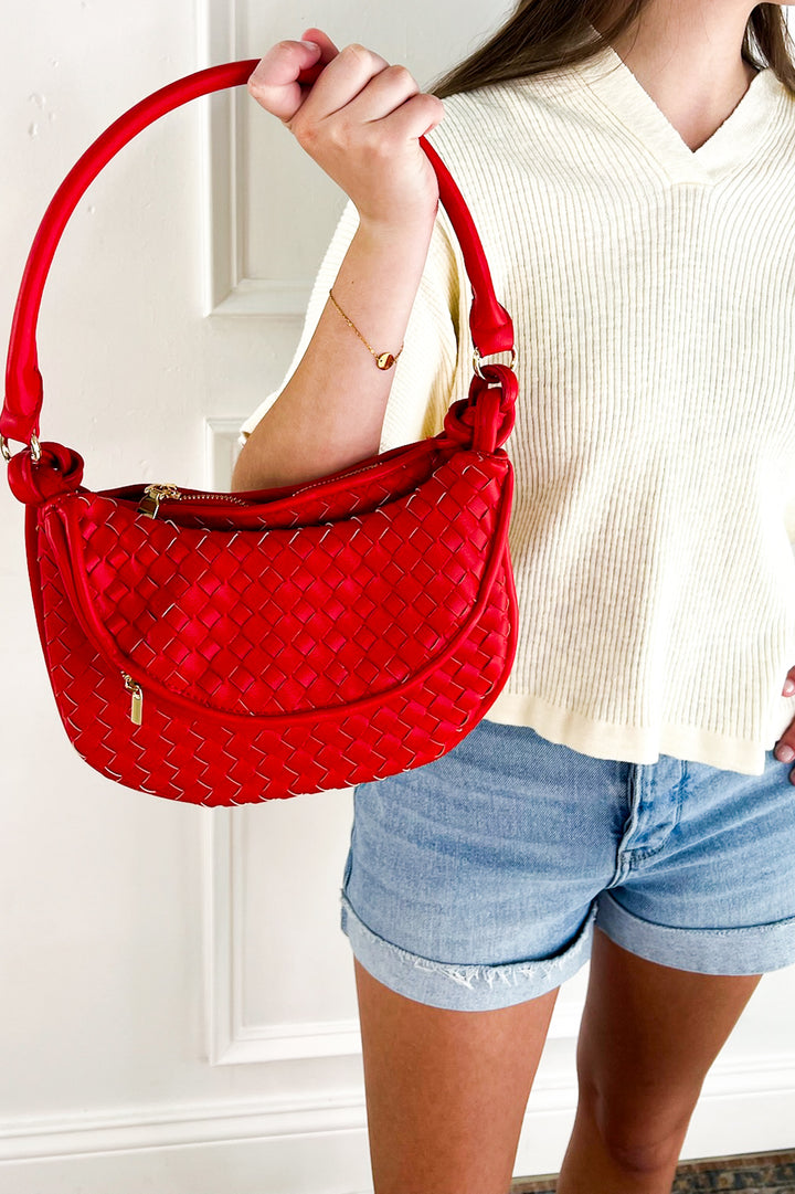 Red Woven Crossbody w/ Pouch