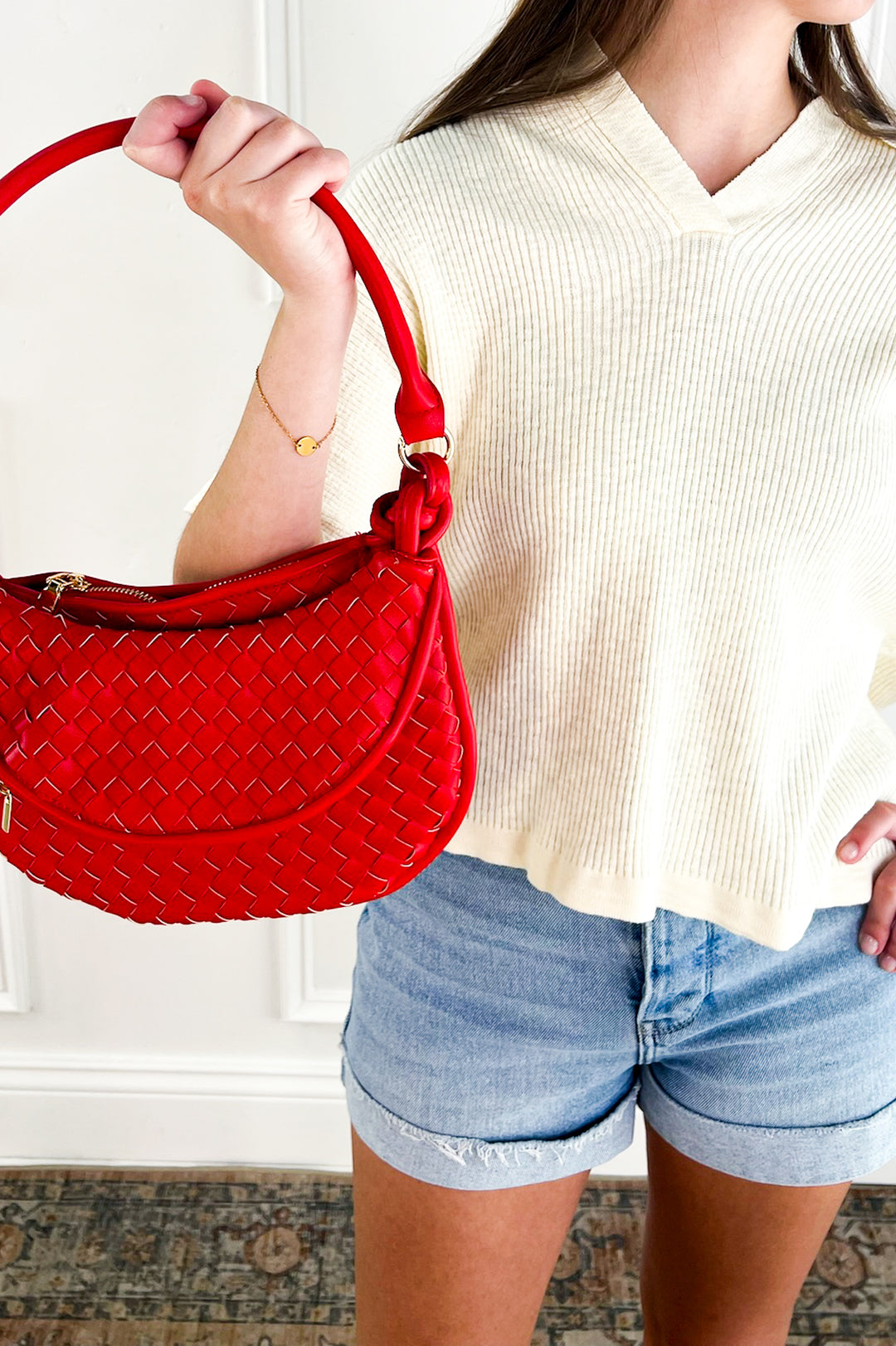 Red Woven Crossbody w/ Pouch