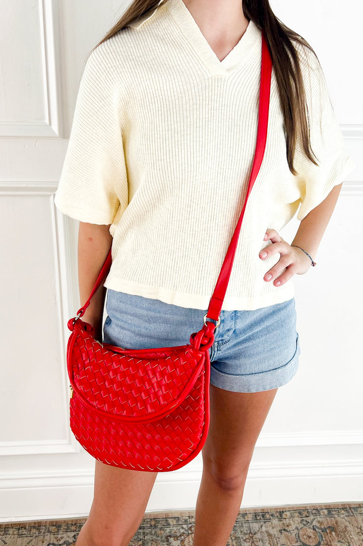 Red Woven Crossbody w/ Pouch