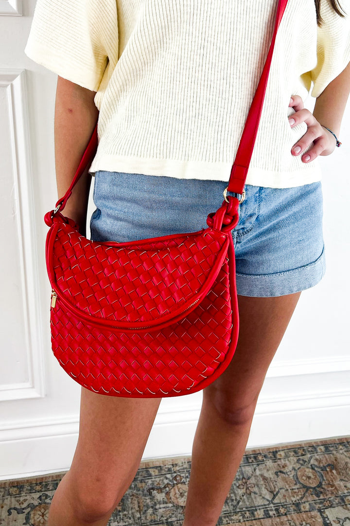 Red Woven Crossbody w/ Pouch