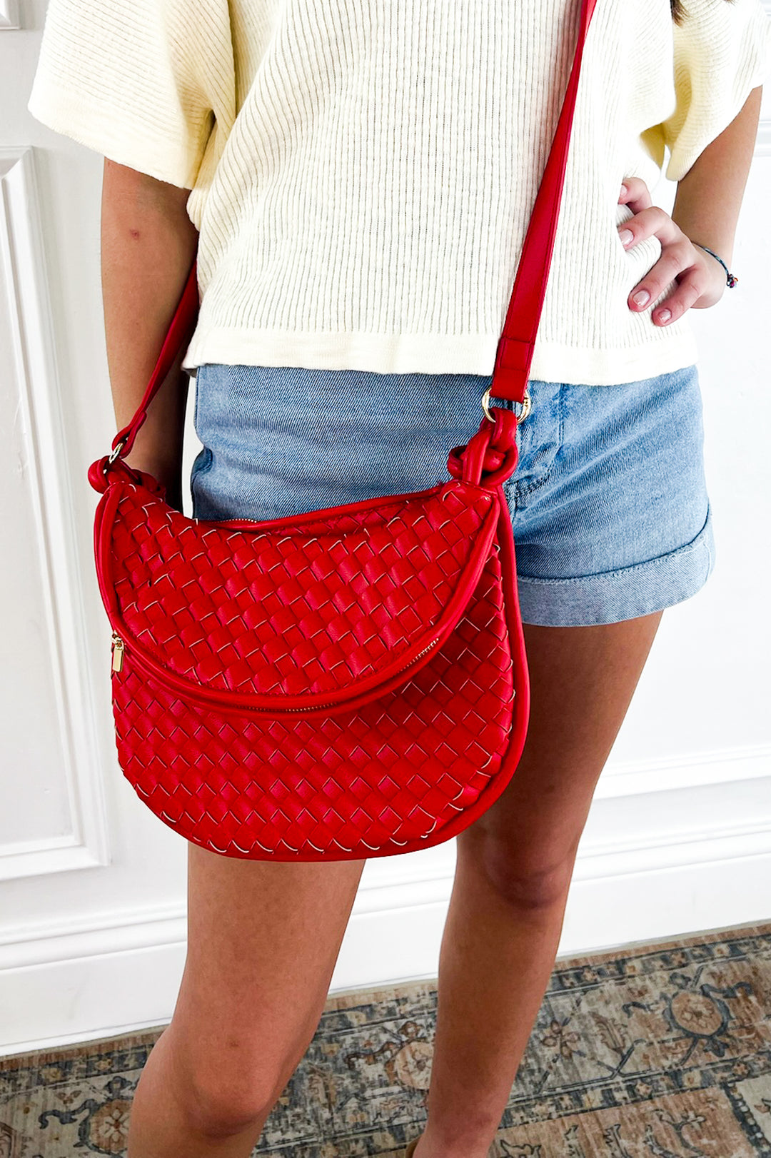 Red Woven Crossbody w/ Pouch