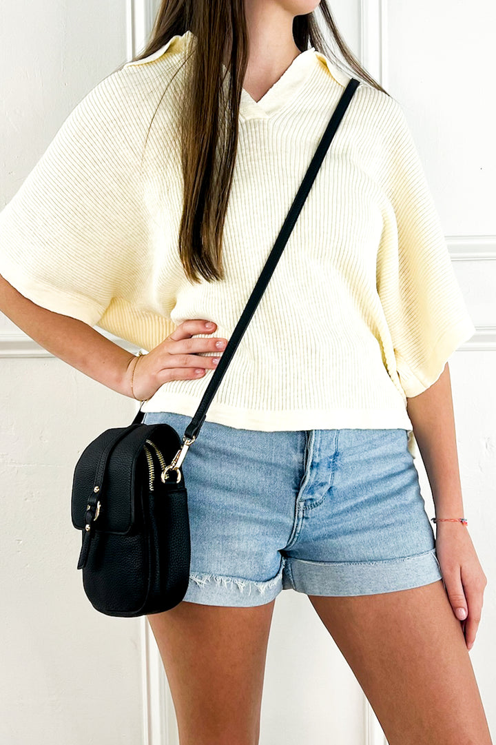 Summer Dual Zip Compartment Crossbody w/ Snap Closure