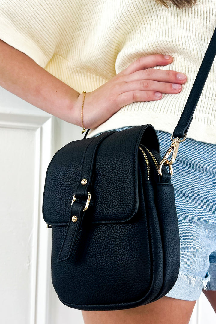 Summer Dual Zip Compartment Crossbody w/ Snap Closure
