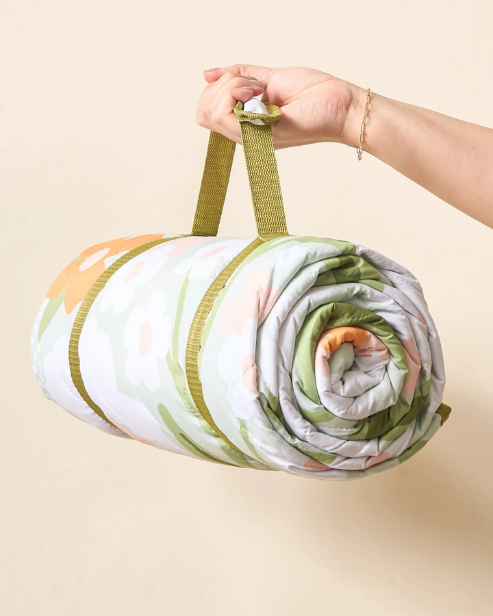 On-the-Go Quilted XL Blanket-Floral Haven Sage