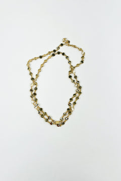 Gold Two Tone Circle Link Chain Necklace
