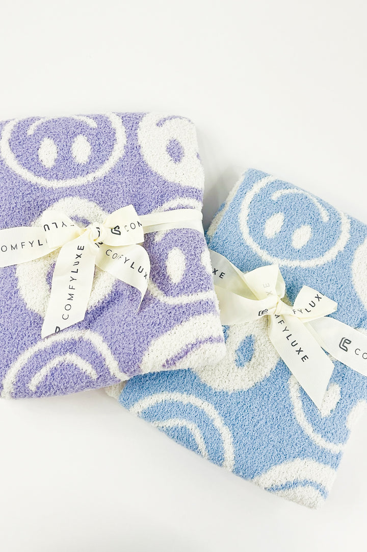 Happy Face Patterned Throw Blanket