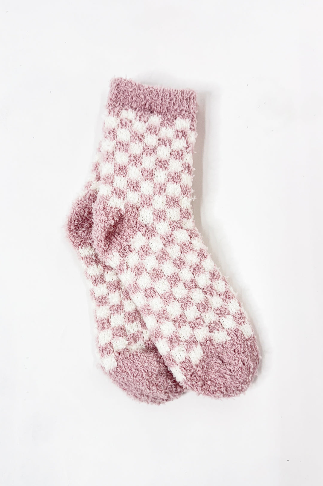 Checkerboard Pattern Fuzzy Sleep Socks