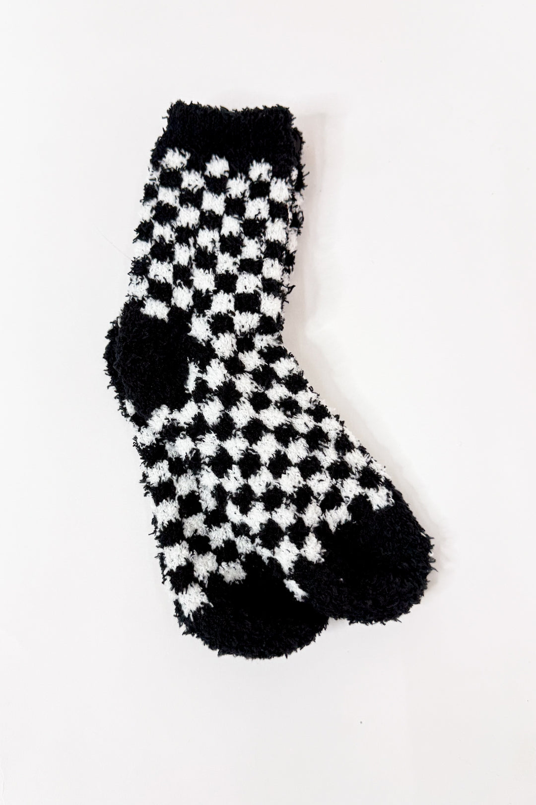 Checkerboard Pattern Fuzzy Sleep Socks
