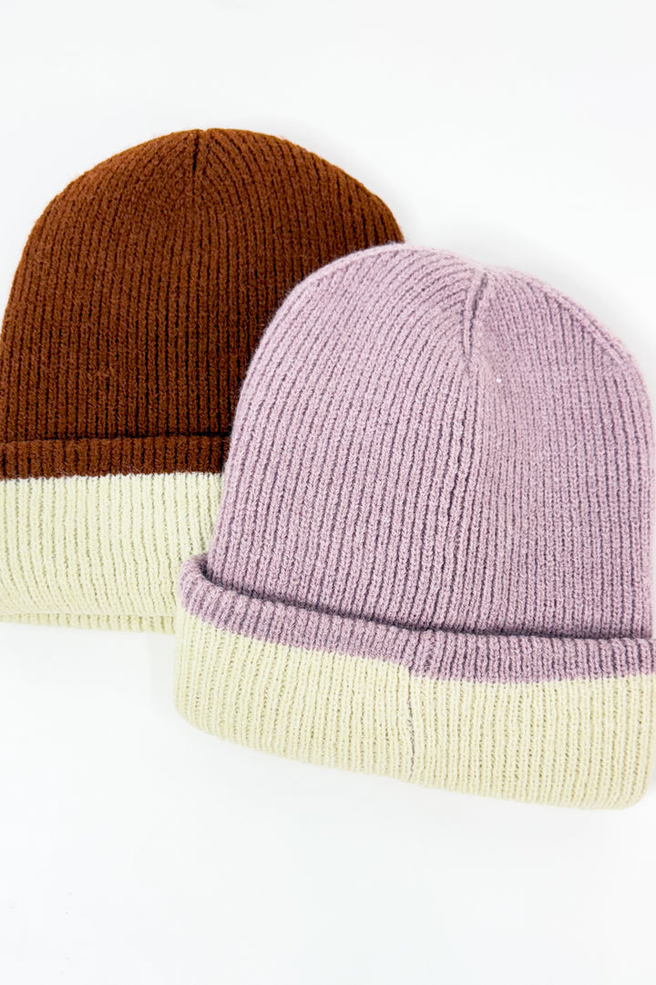 Cozy Knit Two Tone Beanie