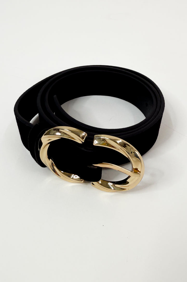 Double C Shaped Buckle Suede Belt