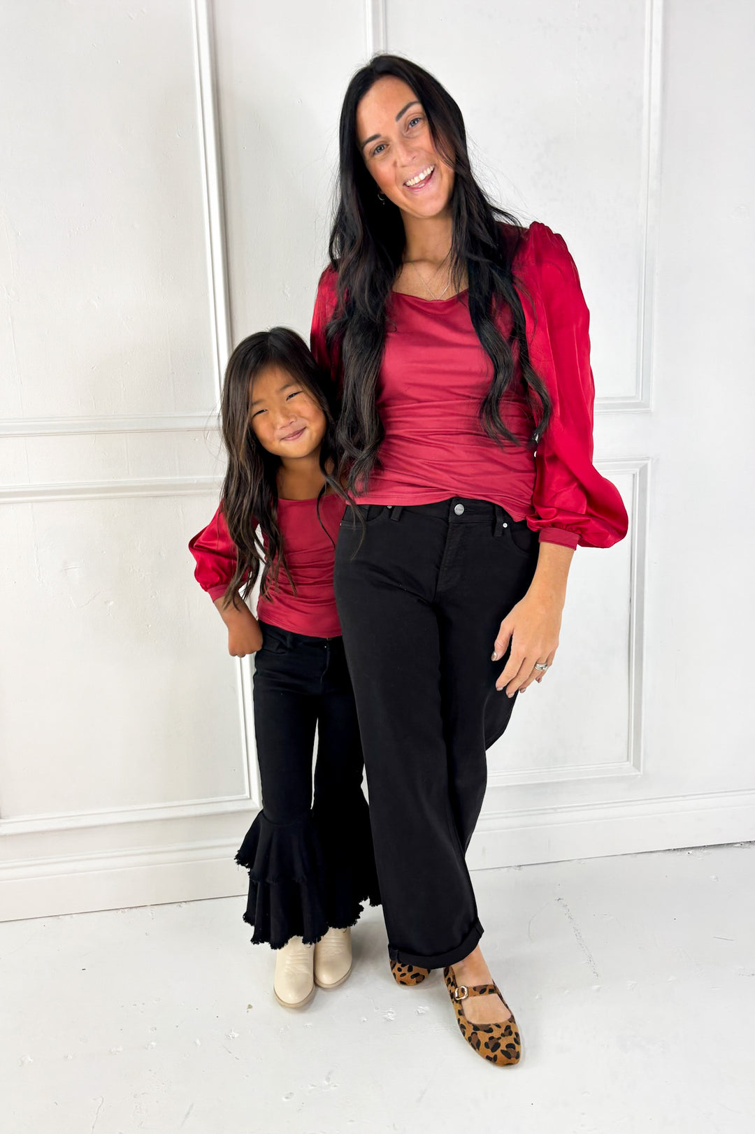 Mommy & Me Satin Sleeve Girls Leotard- Mini