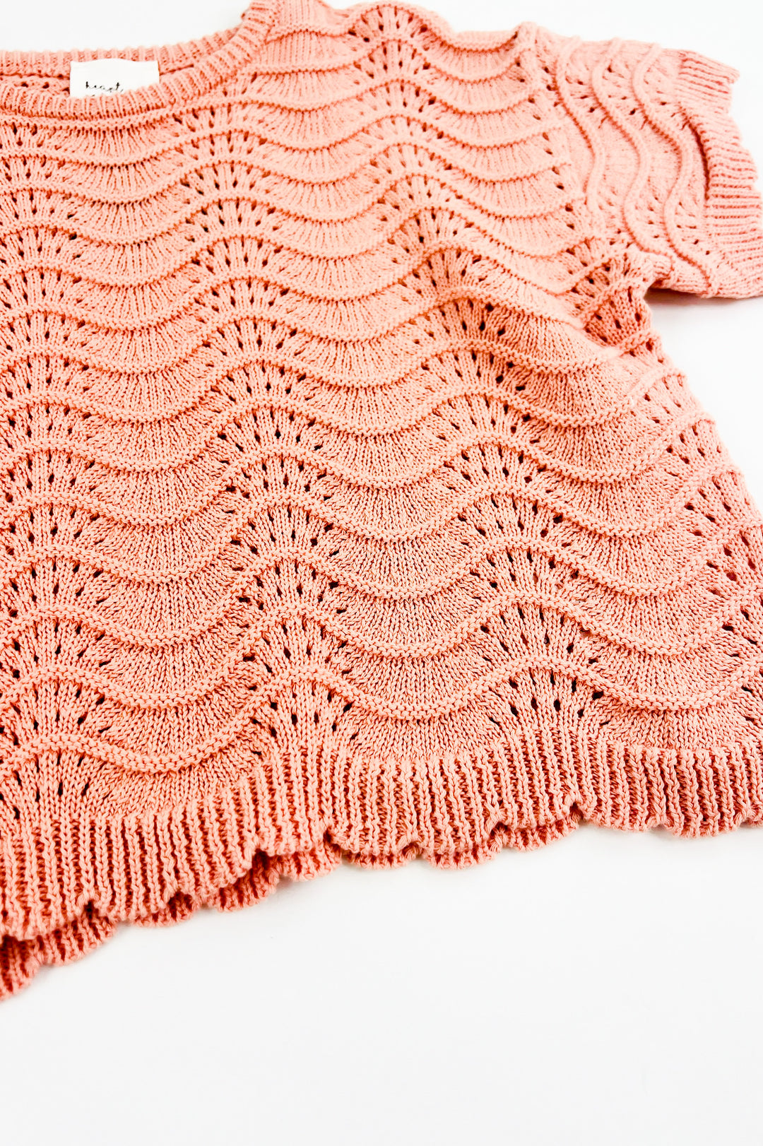 Tween Crochet Detail Short Sleeve Sweater