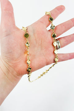 Gold Two Tone Circle Link Chain Necklace