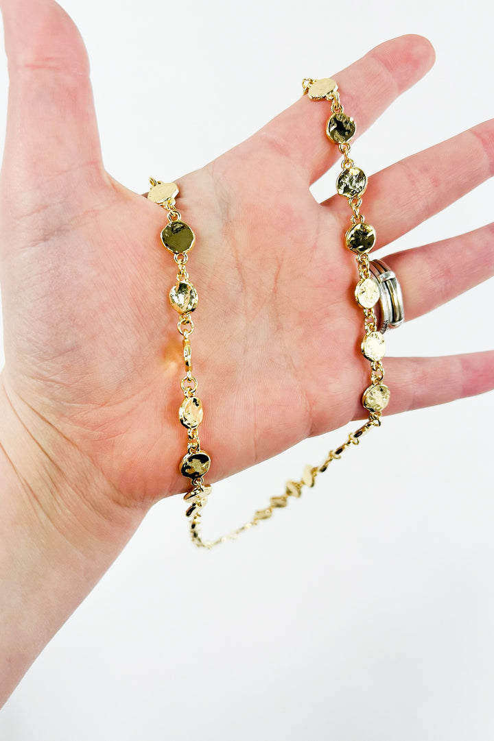 Gold Two Tone Circle Link Chain Necklace