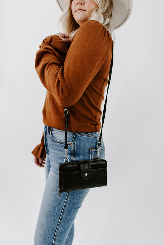 Load image into Gallery viewer, Abby Crossbody Smartphone Wallet in Black
