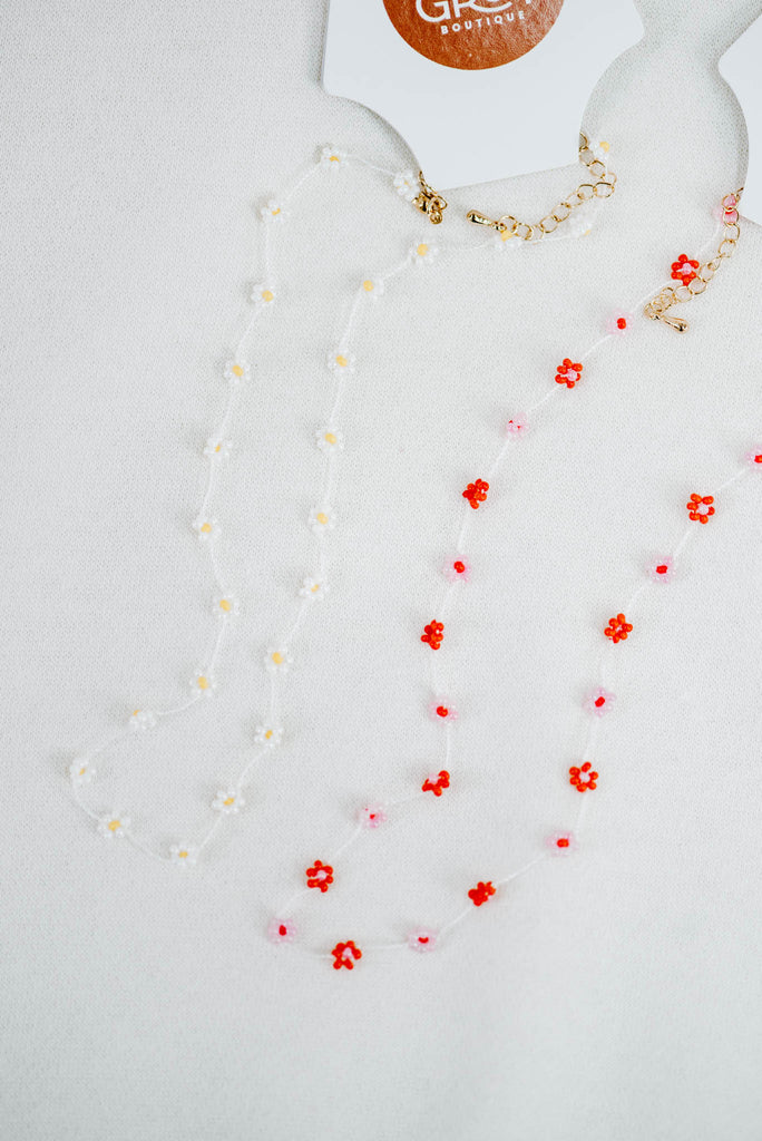 Flower Power Beaded Choker Necklaces