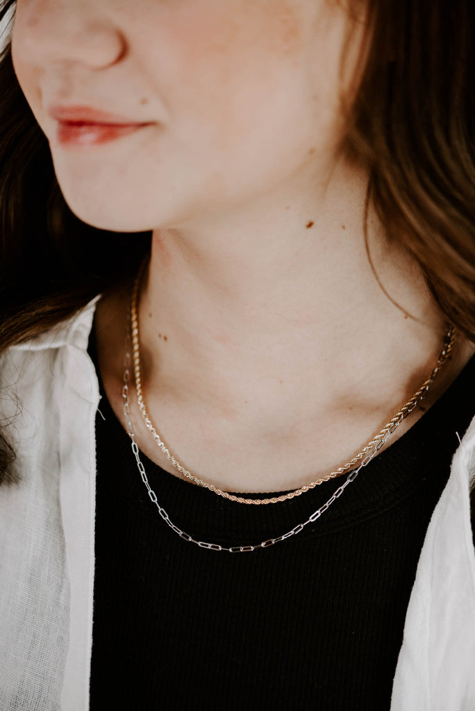 Double Strand Chain Layer Necklace | 18K Gold Plated