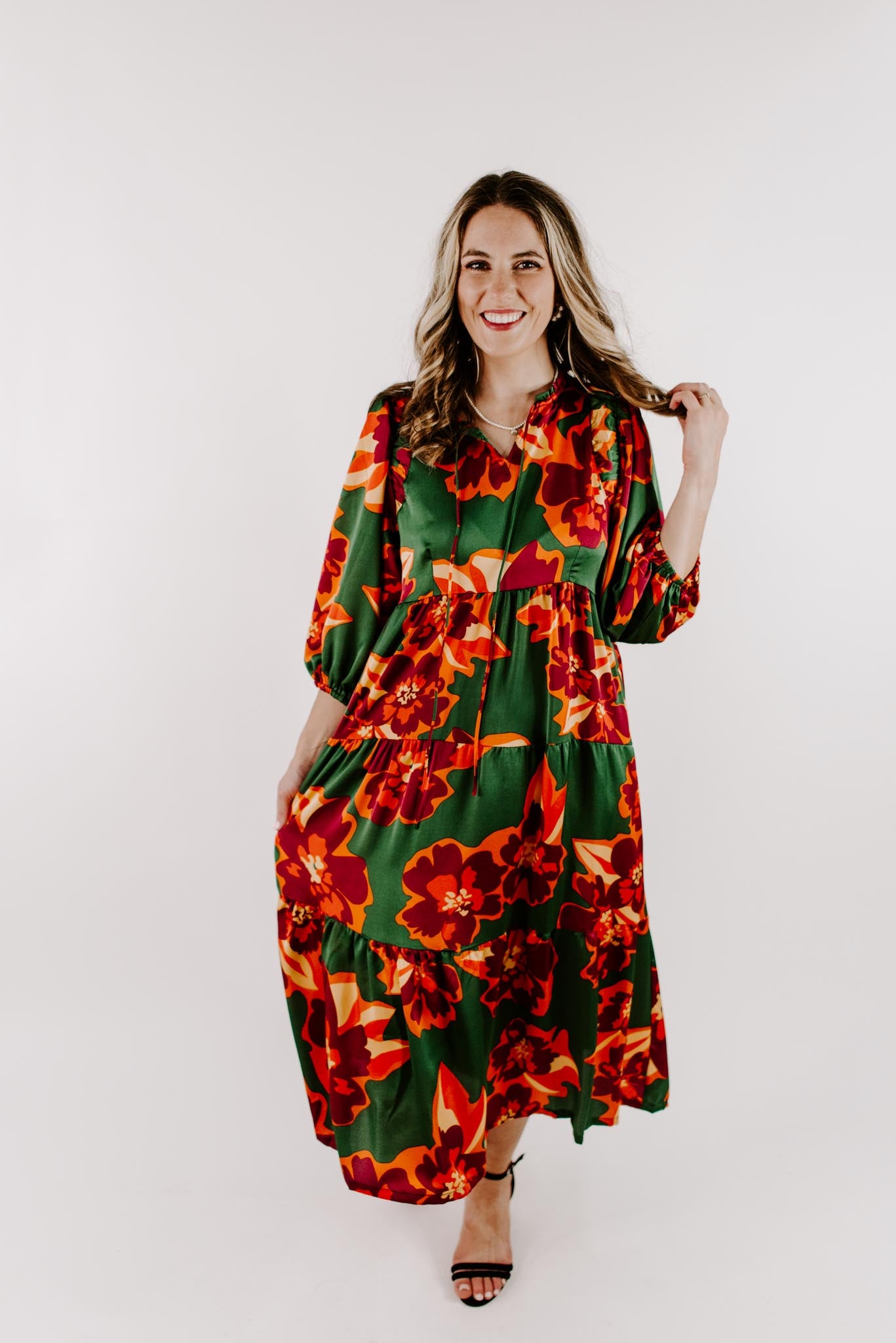 Dahlia Satin Floral Dress