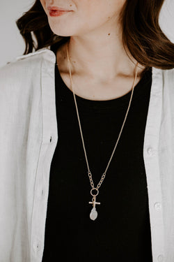 Twist Cable Cross Charm Necklace