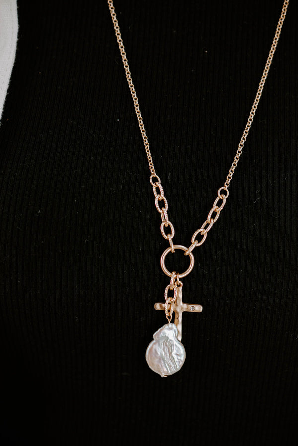 Twist Cable Cross Charm Necklace