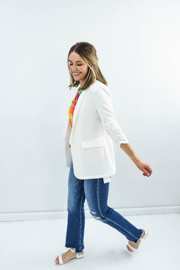Never Leaving Ruched Sleeve Blazer