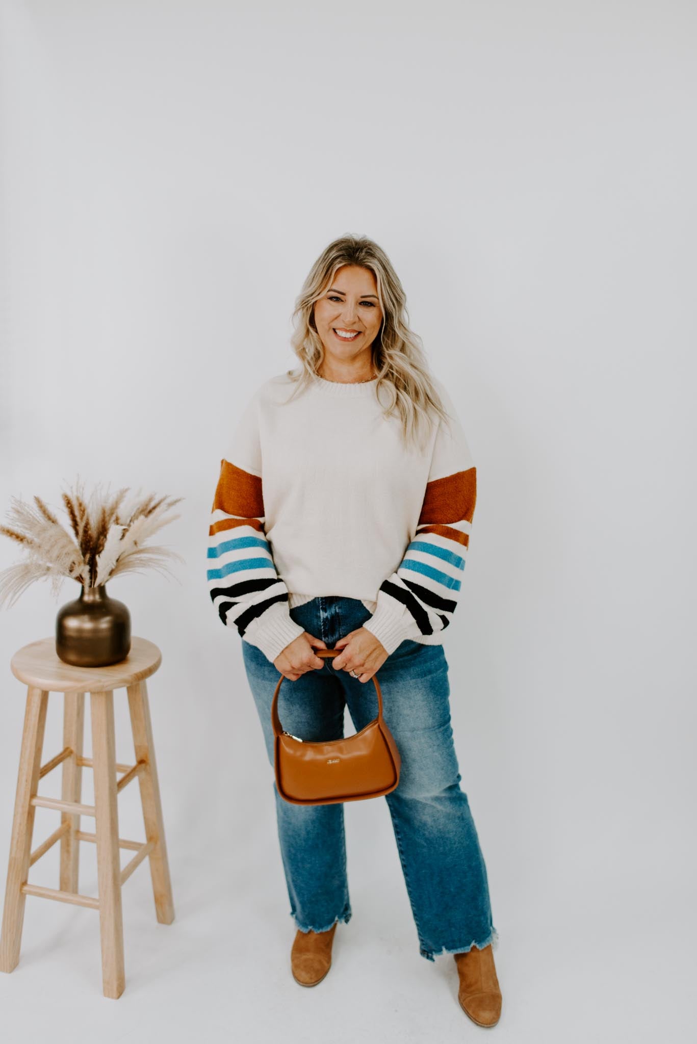 Gianna Curvy Stripe Sleeve Sweater