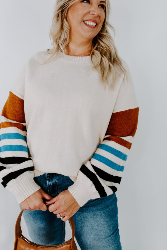 Gianna Curvy Stripe Sleeve Sweater