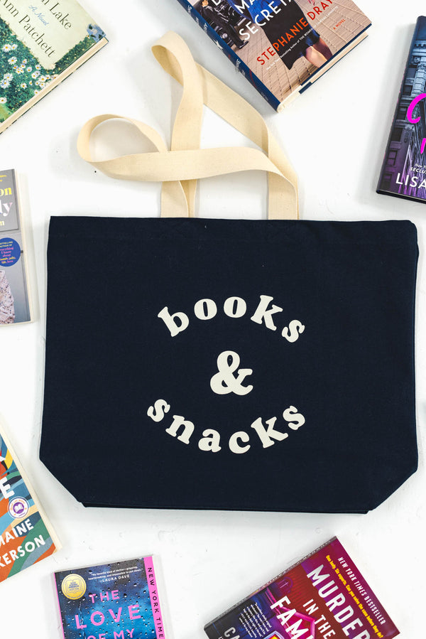 Books & Snacks Large Canvas Tote Bag