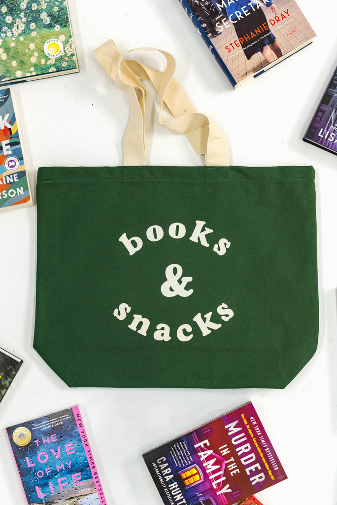 Books & Snacks Large Canvas Tote Bag