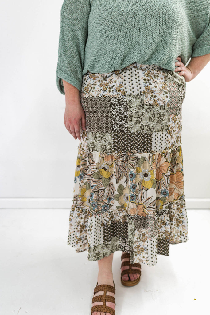 New Beginnings Curvy Floral Skirt
