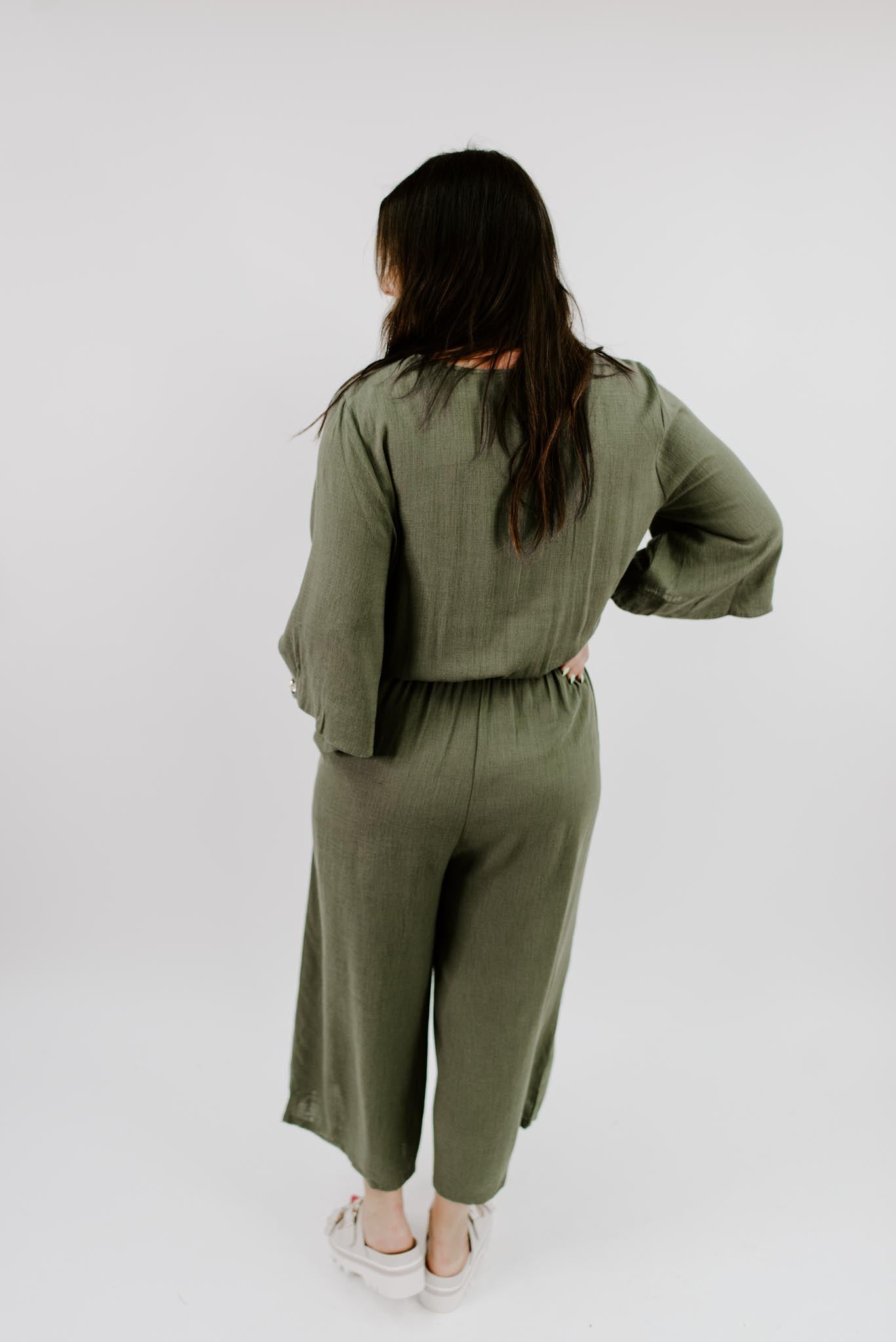 Load image into Gallery viewer, Britt Crossbody Linen Jumpsuit
