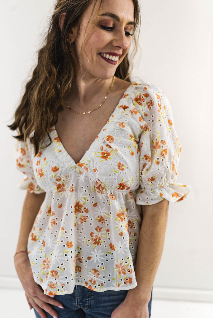 Eyes On You Floral Eyelet Top