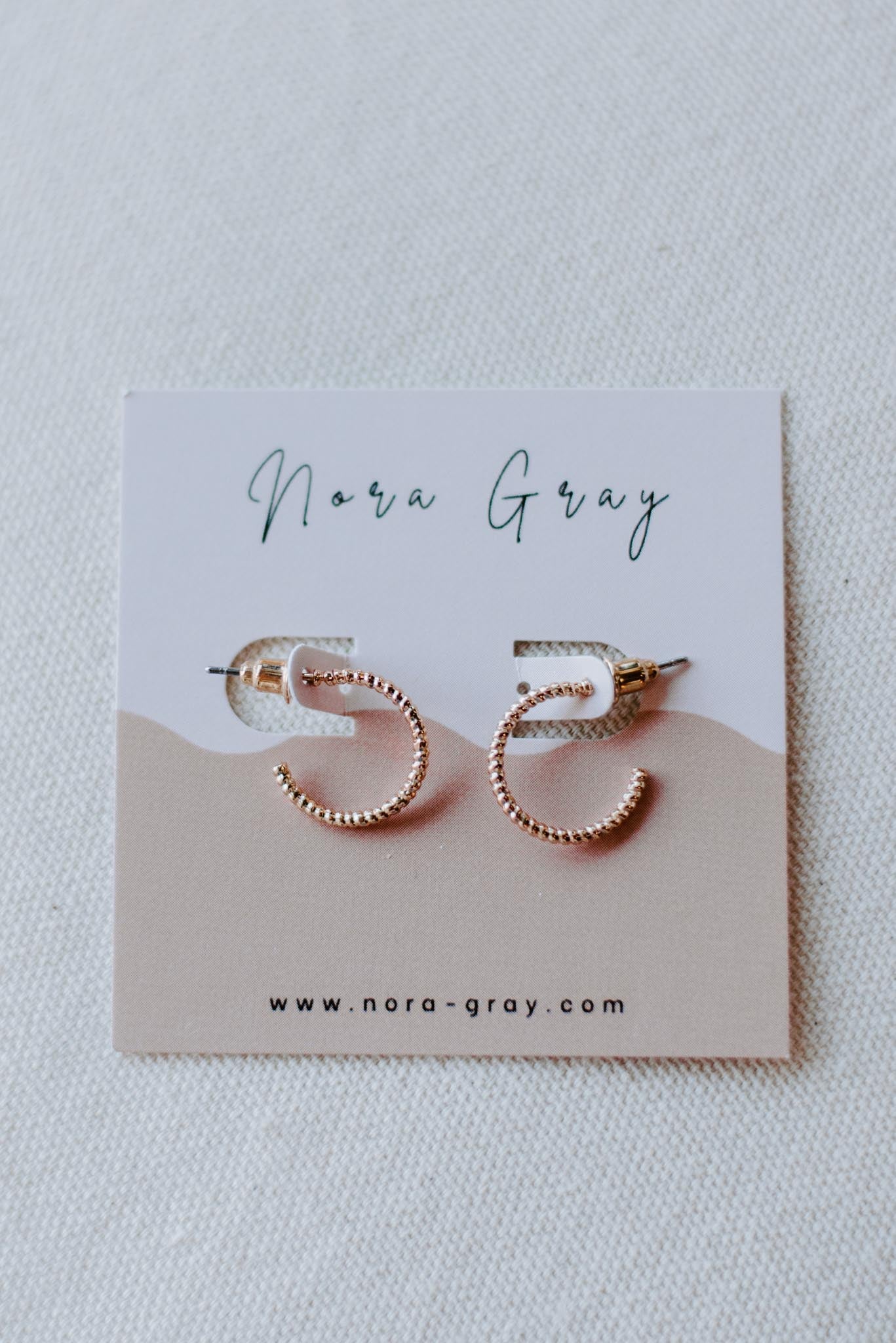 Small Metal Beaded Gold Hoops