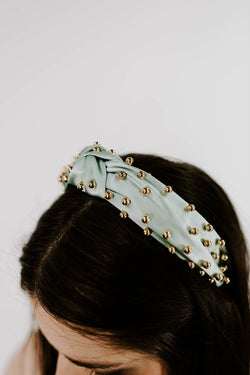 Gold Beaded Knotted Headband | Mint