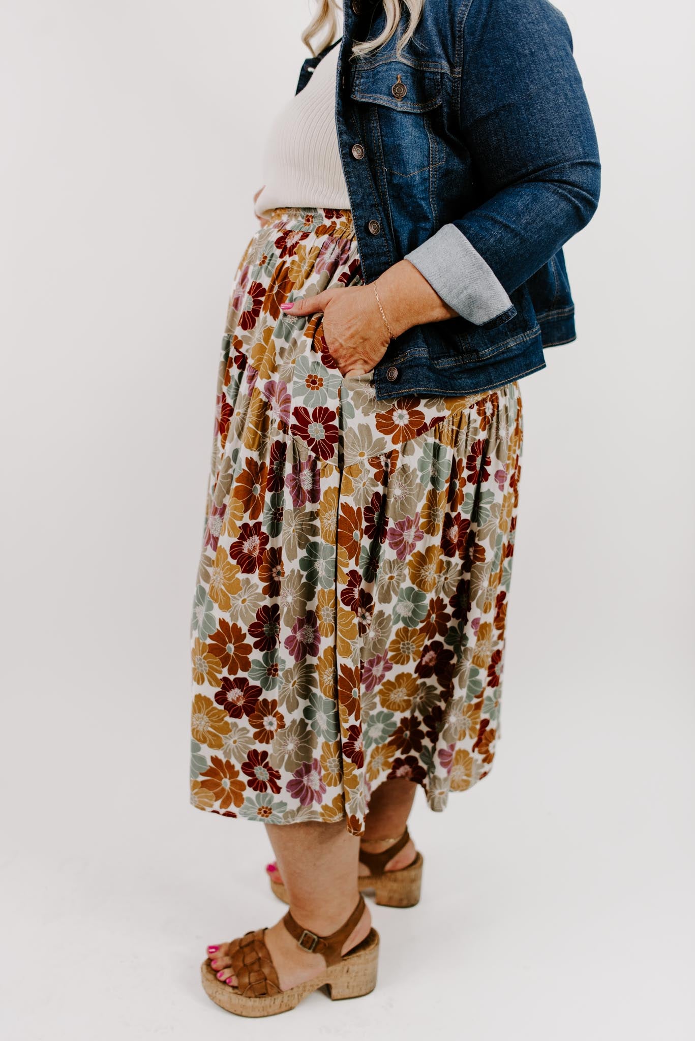 Freya Curvy Floral Midi Skirt