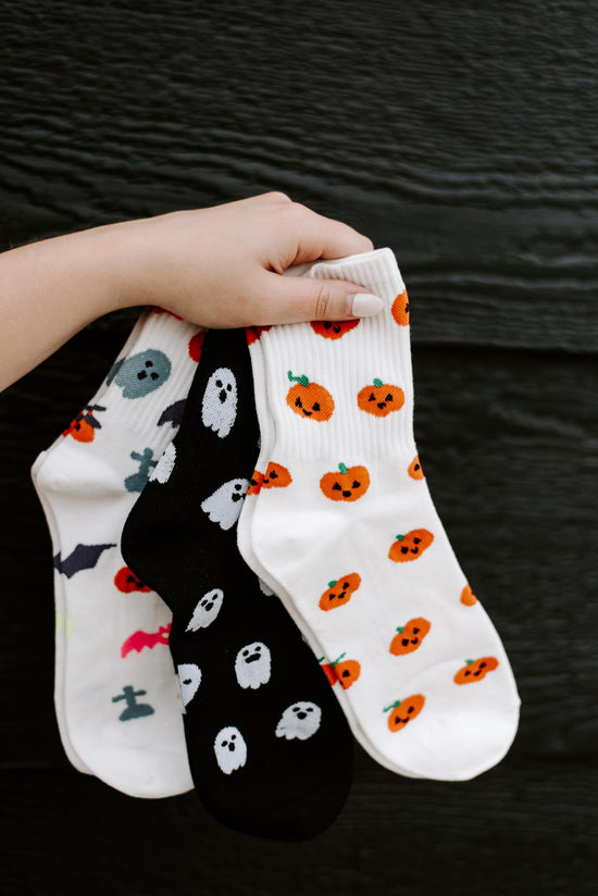 White Halloween Patterned Socks