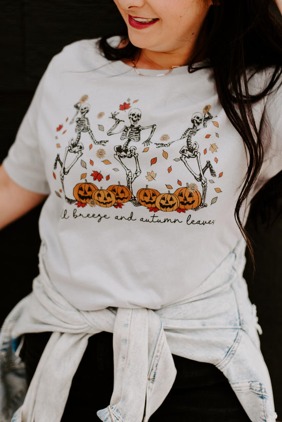 Load image into Gallery viewer, Fall Breeze Skeleton Graphic Tee
