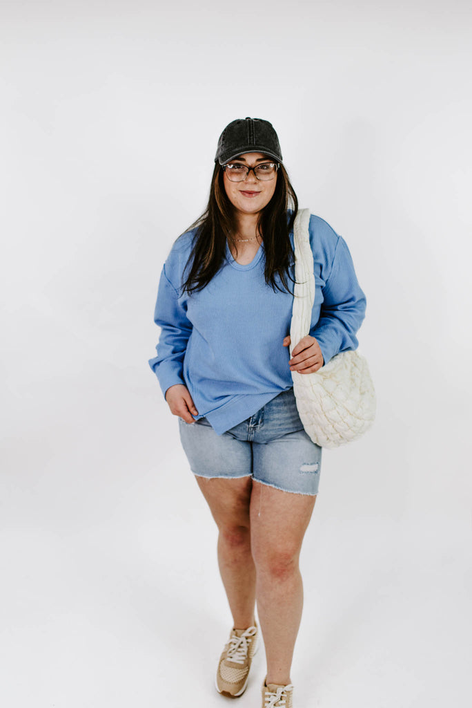 Forever Wandering Curvy Raw Edge Pullover