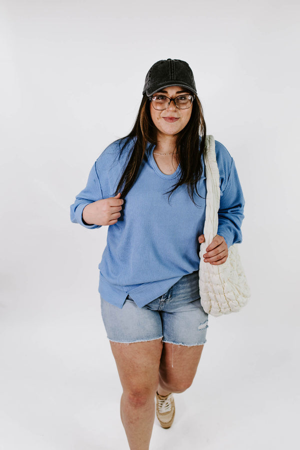Forever Wandering Curvy Raw Edge Pullover