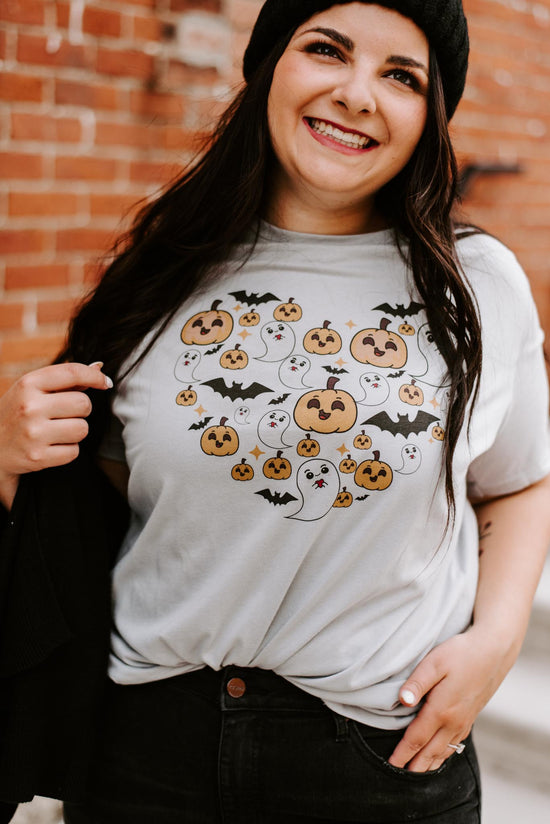 Load image into Gallery viewer, Pumpkin &amp;amp; Ghost Heart Graphic Tee
