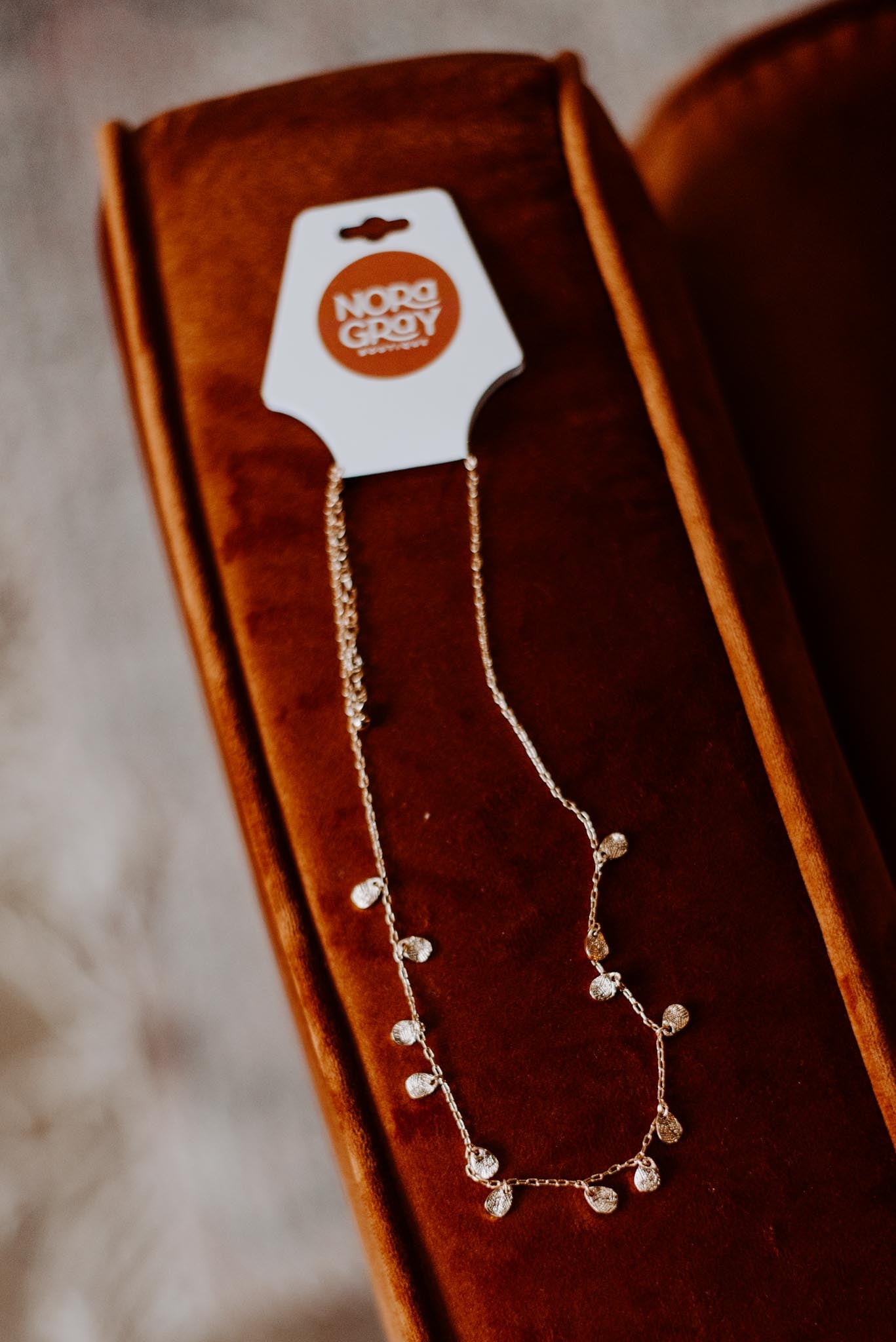Scratched Teardrop Charm Necklace