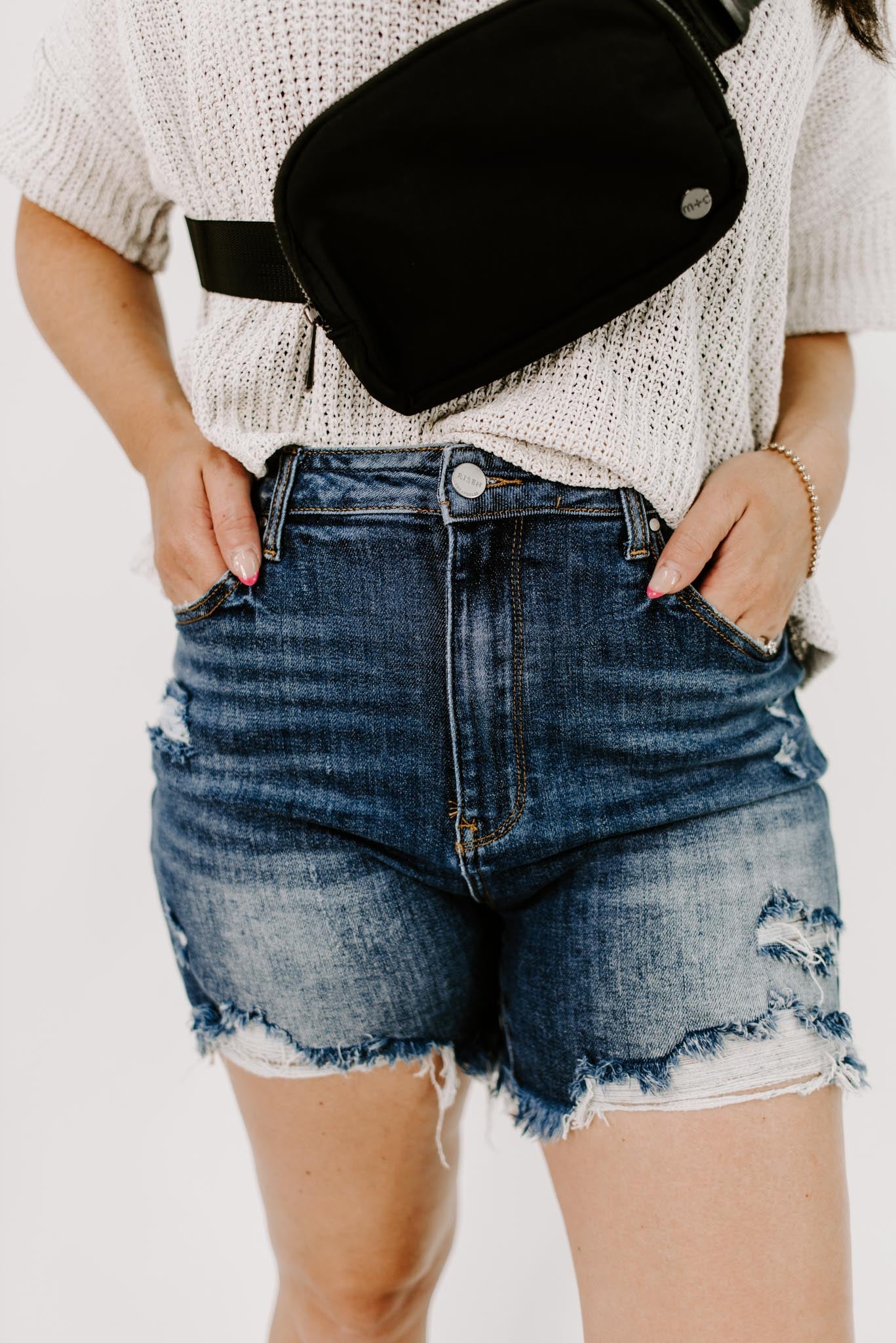 Load image into Gallery viewer, Mitzy Hi-Rise Distressed Shorts | Risen
