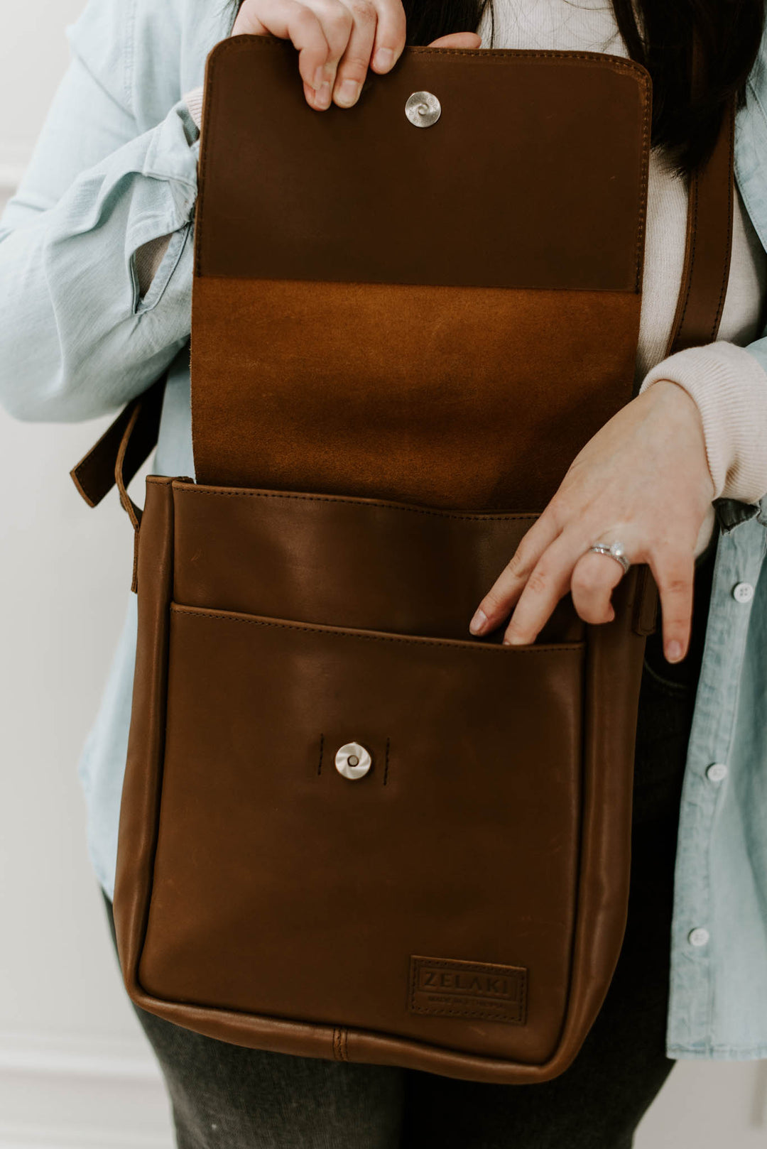 Zelaki Leather Co. Sira Crossbody in Brown