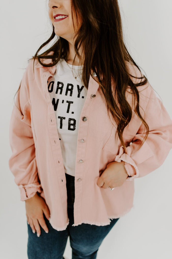 Shelby Raw Edge Pink Denim Jacket