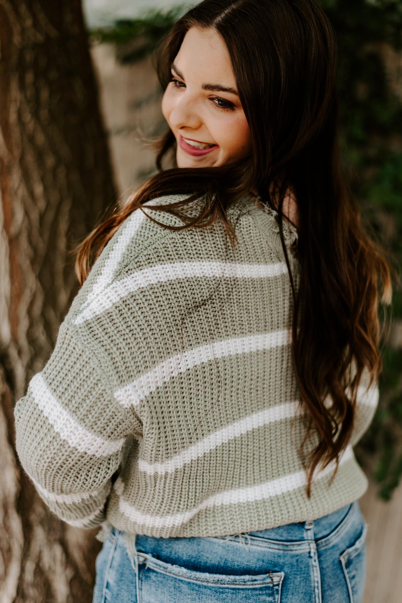 Load image into Gallery viewer, Presley Striped Frey Edge Sweater
