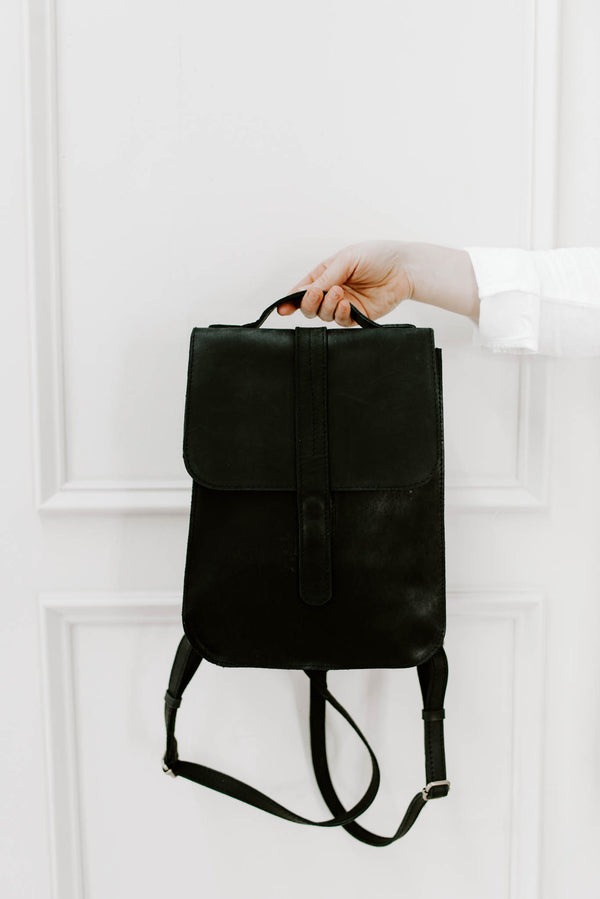 Zelaki Leather Co. Mini Backpack in Black
