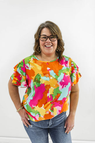 Heat Wave Curvy Abstract Blouse