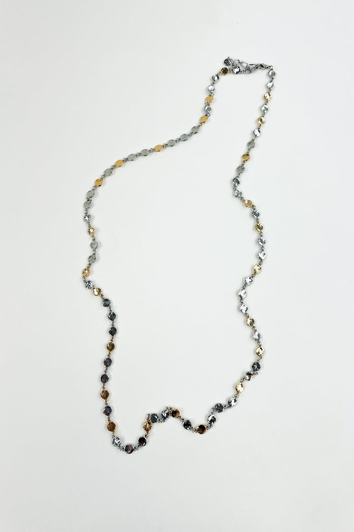 Silver Two Tone Circle Link Chain Necklace